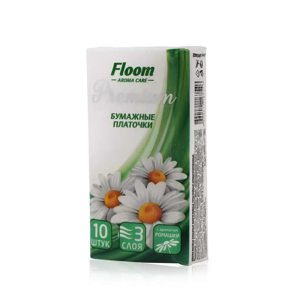 FLOOM платочки носовые ромашка 3сл. 10шт