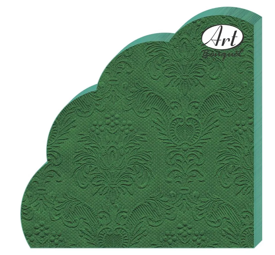 BOUQUET Art салфетки столовые барокко цв.т.зеленый 3сл.12шт 9246500