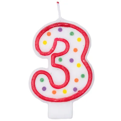 ВЕСЕЛАЯ ЗАТЕЯ свеча-цифра №3 7,6см 1502-0141