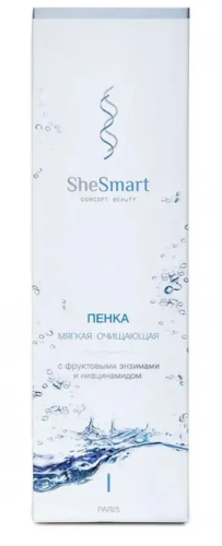 SHESMART пенка д/лица мягкая очищающая с фруктовыми энзимами и ниацинамидом 200мл