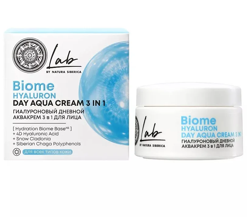LAB BIOME аква крем 3 в 1 д/лица дневной гиалуроновый 50мл 5825