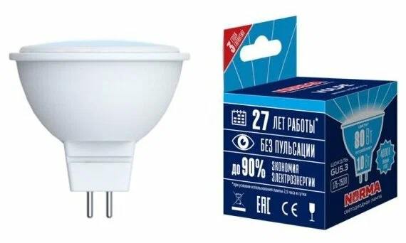 VOLPE лампа светодиодная LED-JCDR-10W/NW/GU5.3/NR_