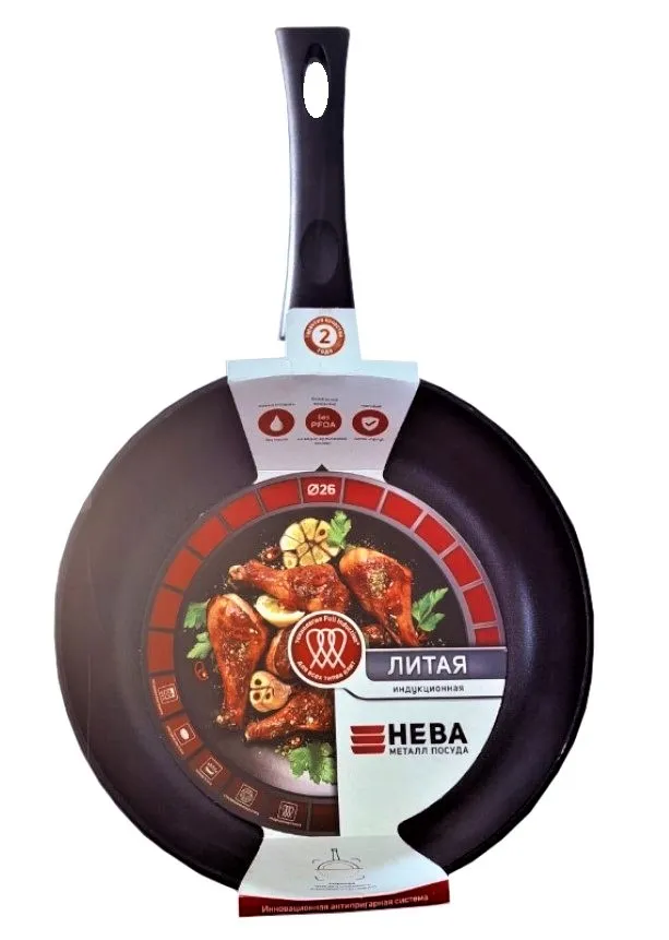 НЕВА сковорода индукция антипригарное покрытие black 26см L08126i