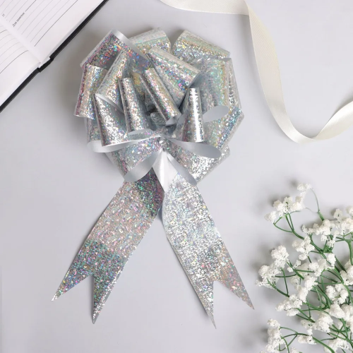 Бант-шар голография цв.серебро №5 817804