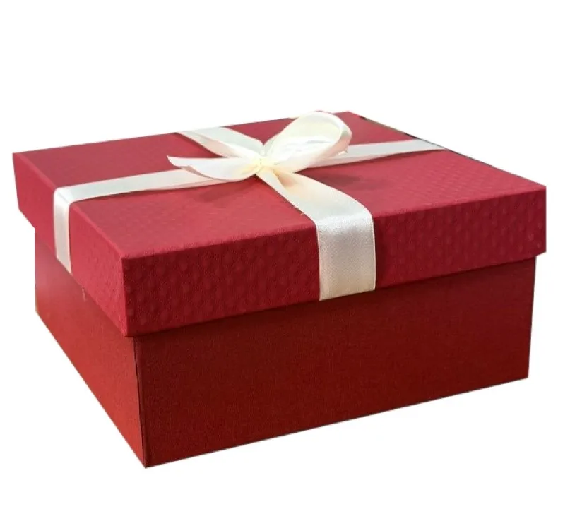 Коробка подарочная с бантом цв.красный-бордовый 19*19*9см Д10103К.143.2
