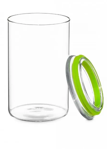 TECO банка д/ сыпучих продуктов из стекла 900мл c зеленой вставкой TC-J900-02GR