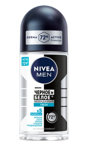 NIVEA MEN антиперспирант невидимая защита д/черного и белого фреш 50мл ролл 85970