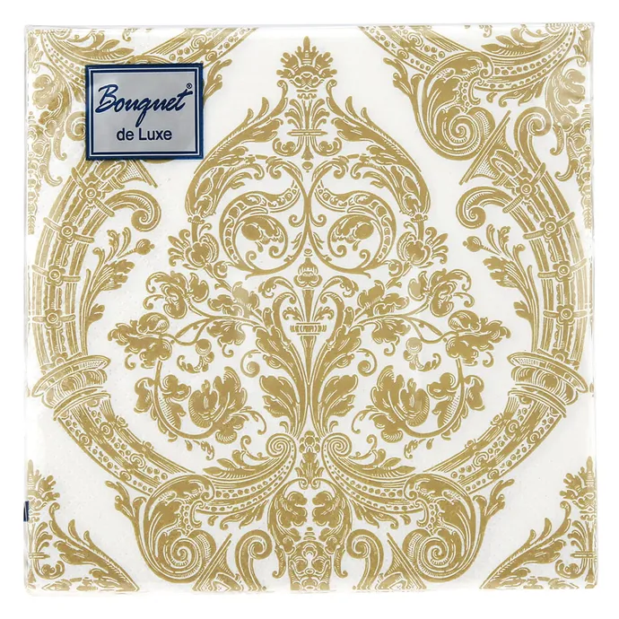 BOUQUET Premiu салфетки бумажные premium золото на белом 3сл. 40*40см 16шт