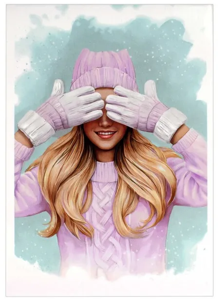 Блокнот А6 40л девушка в варежках клетка мягкий переплет 69591