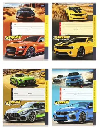 Тетрадь 12л клетка стремительные автомобили-2 12-4333