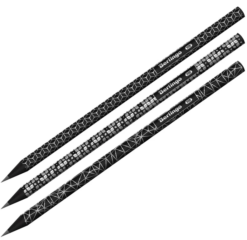 BERLINGO карандаш ч/г double black hb черное дерево круглый