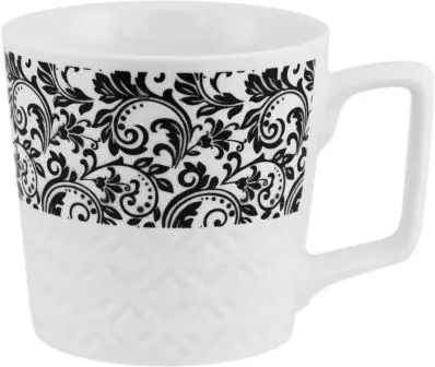 NATAM кружка 460мл цветочный узор цв. белый/черный фарфор 13641-3