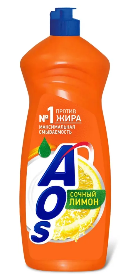 AOS средство д/мытья посуды лимон 0,9л (12)