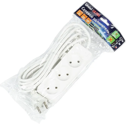 UNIEL удлинитель без заземления 10A 3гн. 3м S-CU3-3 WHITE