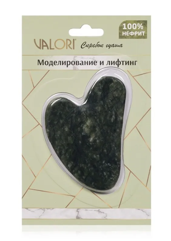 VALORI массажер косметический скребок гуаша нефрит 3141039