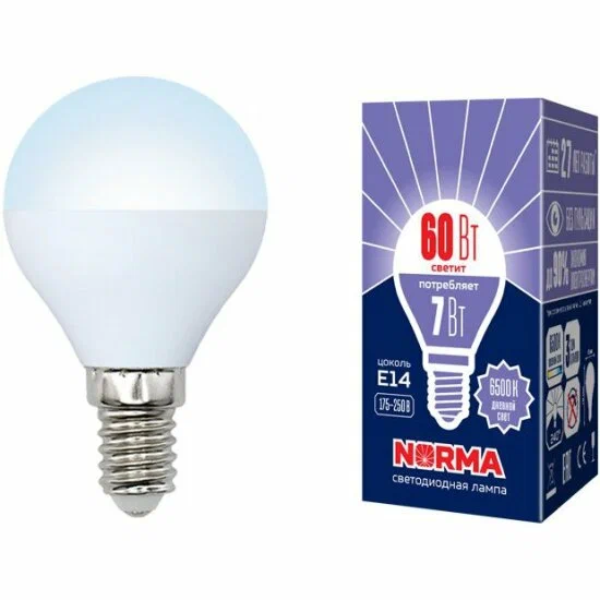 VOLPE лампа светодиодная norma LED-G45-7W/DW/E14/FR/NR
