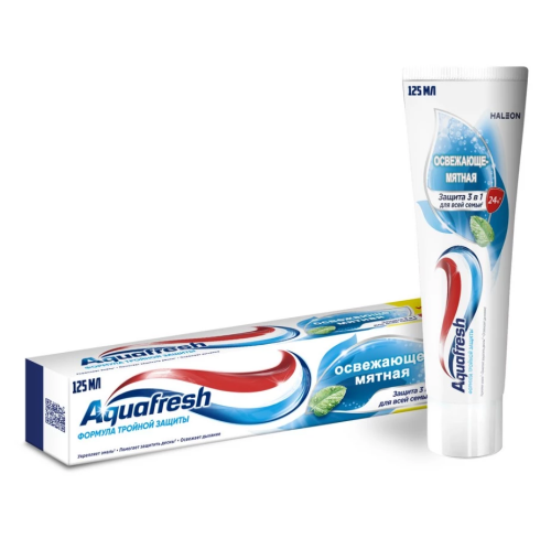 AQUAFRESH паста зубная total care освежающе-мятная синяя 125мл