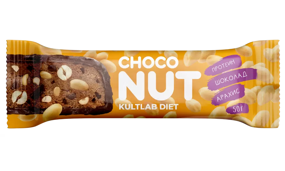 КУЛЬТЛАБ батончик протеиновый 20% арахис и шоколад без сахара 50г/20