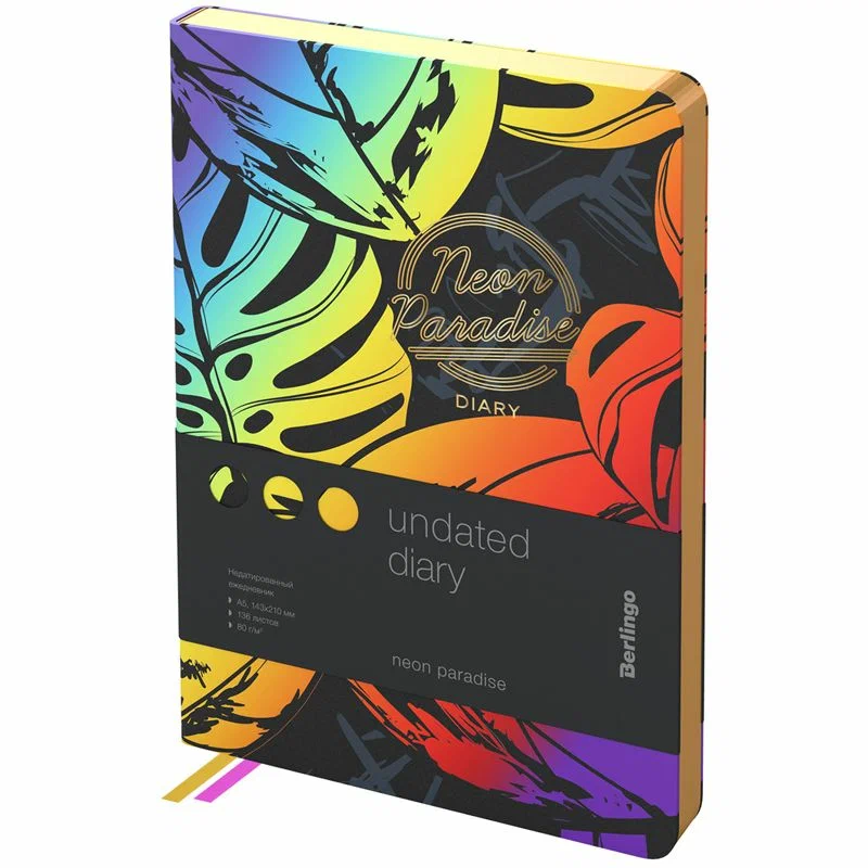 Ежедневник А5 136л neon paradise недатированный кожзам с рисунком