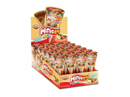 MINICCO CORNET десерт шоколадный в вафельном рожке орех 25г/24