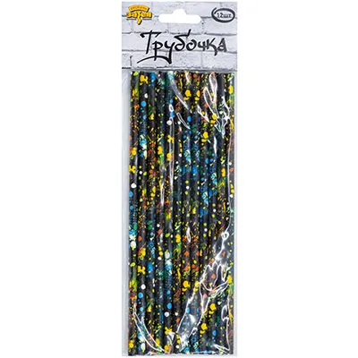 ВЕСЕЛАЯ ЗАТЕЯ трубочка д/коктеля граффити 12шт 1502-4504