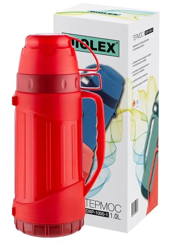 DIOLEX термос пластиковый со стеклянной колбой 1л DXP-1000-1