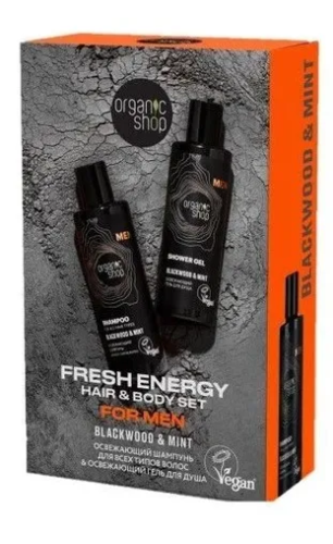 ORGANIC SHOP набор подарочный мужской blackwood & mint шампунь, гель д/душа