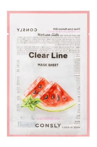 CONSLY Clear Line маска тканевая тонизирующая с экстрактом арбуза 25мл