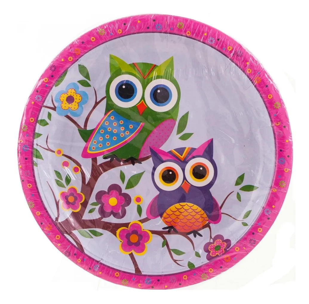 BGREEN тарелка картонная совы 23см 10шт