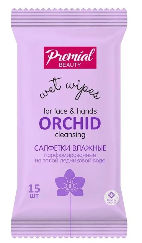 PREMIAL салфетки влажные очищающие la fleur орхидея 15шт