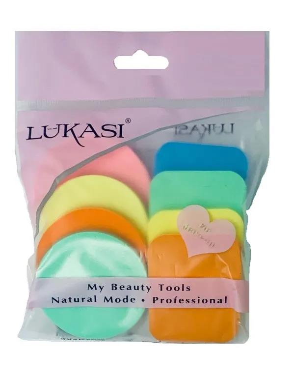 Набор спонжей для нанесения макияжа 8шт квадратные/круглые EL231106108