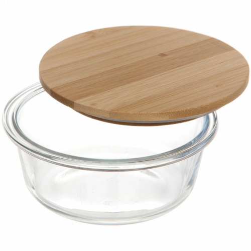 TECO контейнер круглый стеклянный с бамбуковой крышкой 900мл TC-CB900-02