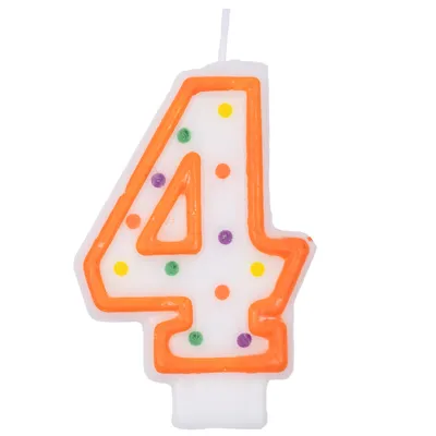 ВЕСЕЛАЯ ЗАТЕЯ свеча-цифра №4 7,6см 1502-0143