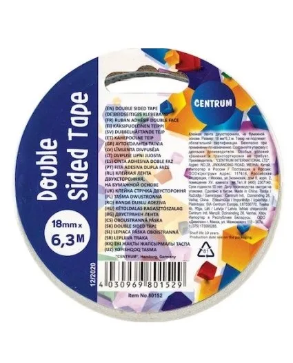 CENTRUM клей-лента двусторонняя на бумажной основе 1,8см*63м 80152