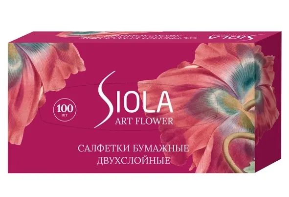 SIOLA Art Flower салфетки бумажные 2сл 100шт