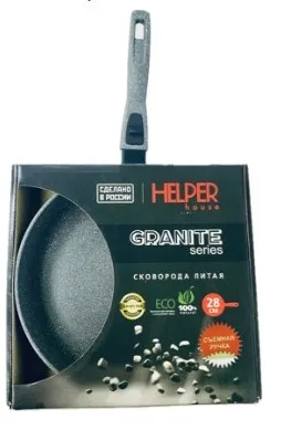 HELPER Granit сковорода съёмная ручка с покрытием soft touch 28см G6028