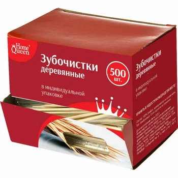 HOME QUEEN зубочистки деревянные 500шт 56591_