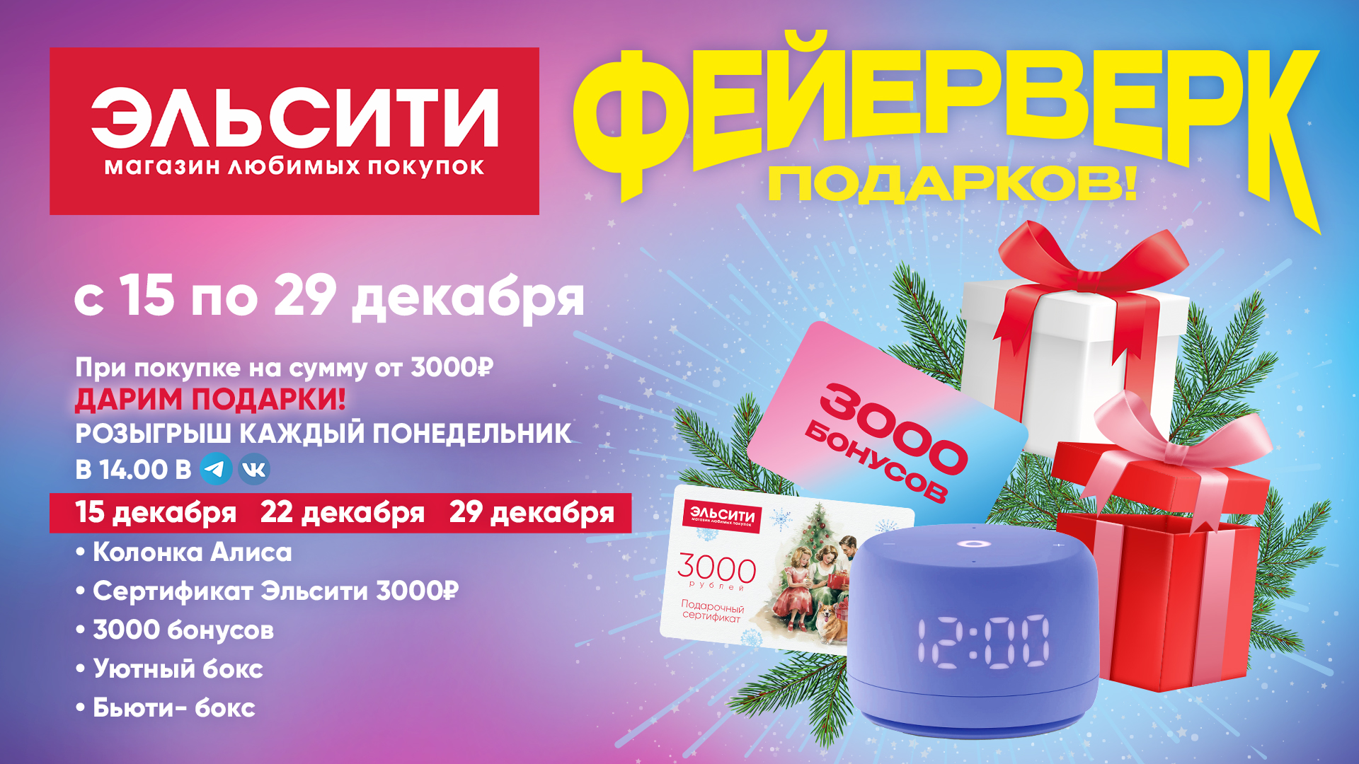 Подвели первые итоги розыгрыша ФЕЙЕРВЕРК ПОДАРКОВ Подвели первые итоги розыгрыша ФЕЙЕРВЕРК ПОДАРКОВ