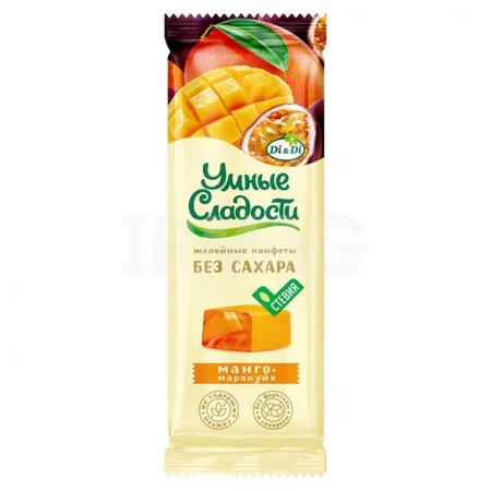 Конфеты б/сахара Умные сладости Манго-Маракуйя желейные со стевией 90г карт/уп; 10