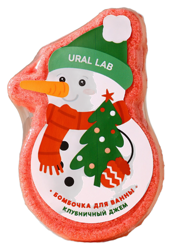 URAL LAB бомбочка д/ванн в форме снеговика аромат клубничный джем 10528194