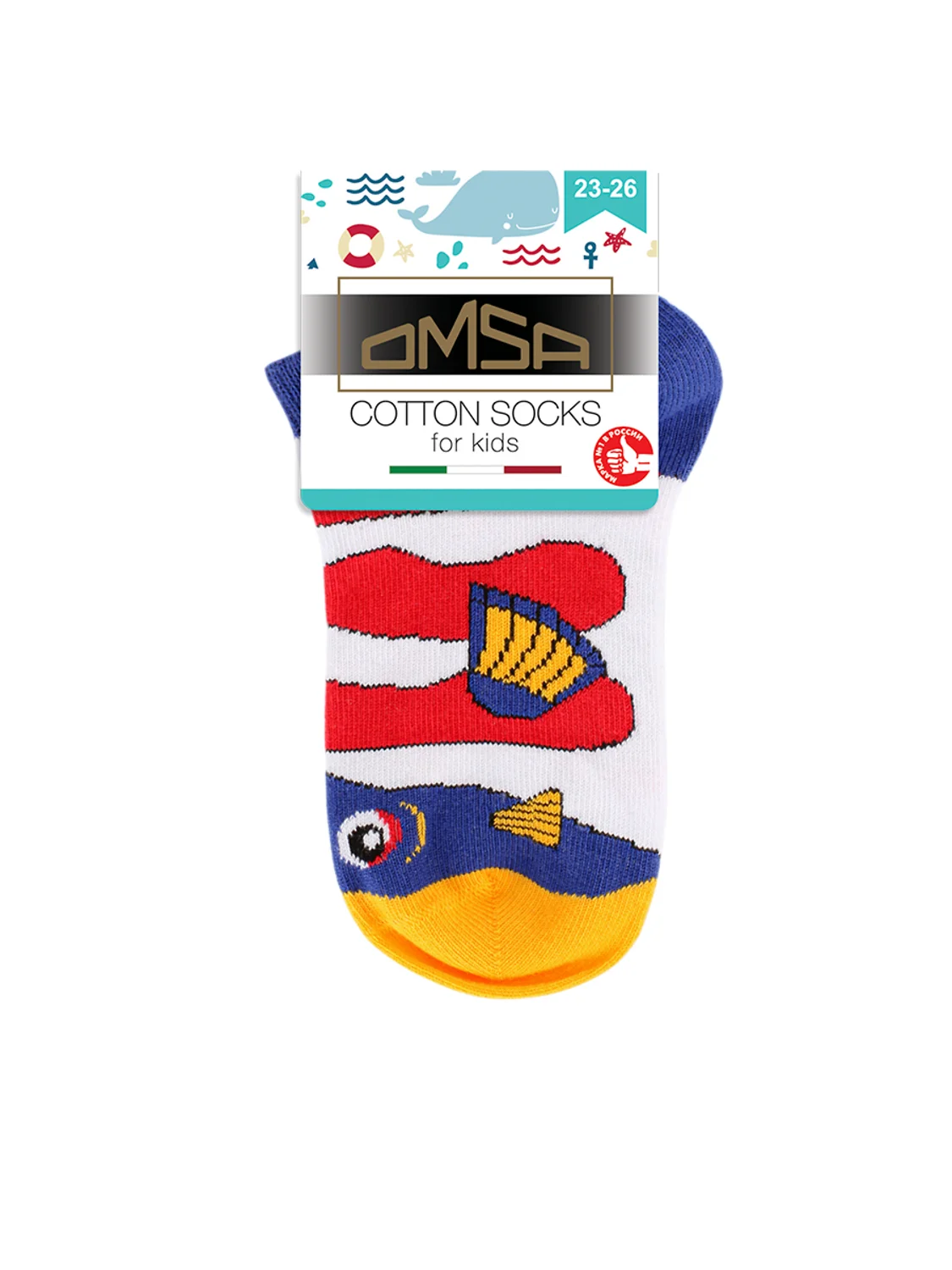 OMSA носки детские calzino рыбки 21Р62 rosso р.31-34