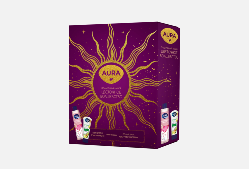 AURA набор подарочный цветочное волшебство: гель д/душа цветочный коктейль 250мл+крем д/рук 75мл