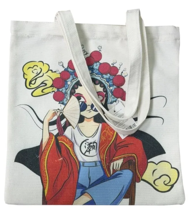 Сумка шопер тканевая 36*35см Восточная девушка L230571