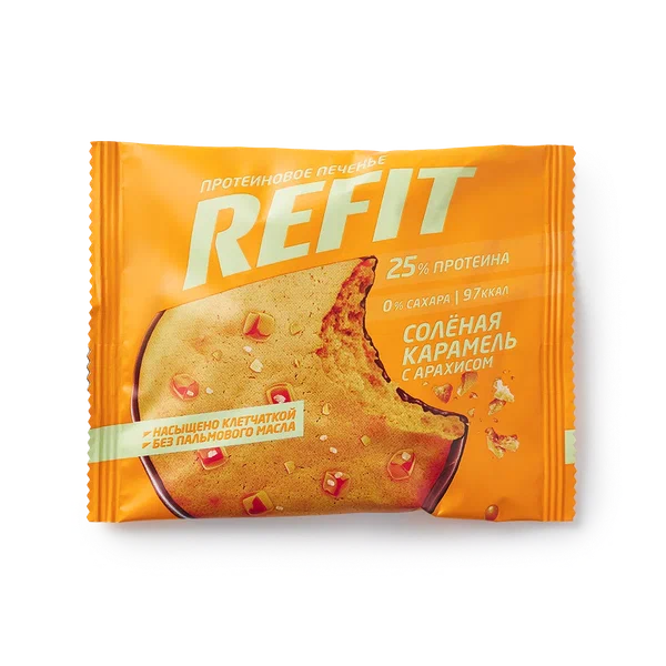 Печенье протеиновое Рефит Соленая карамель с арахисом 35г; 12