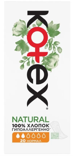 KOTEX NATURAL прокладки ежедневные normal 20шт
