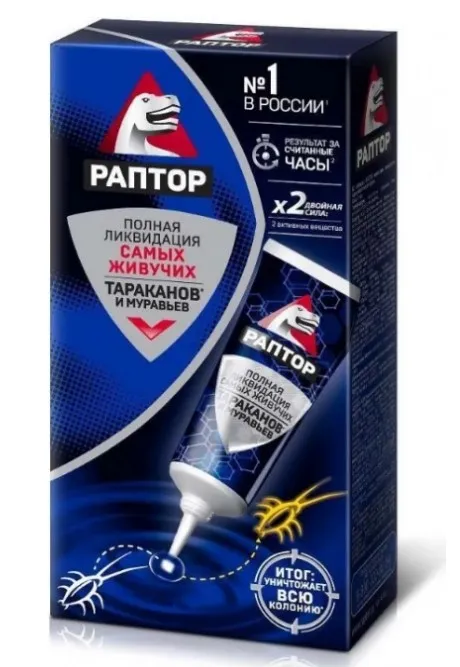 РАПТОР гель д/уничтожения тараканов и муравьев 75мл 1/24