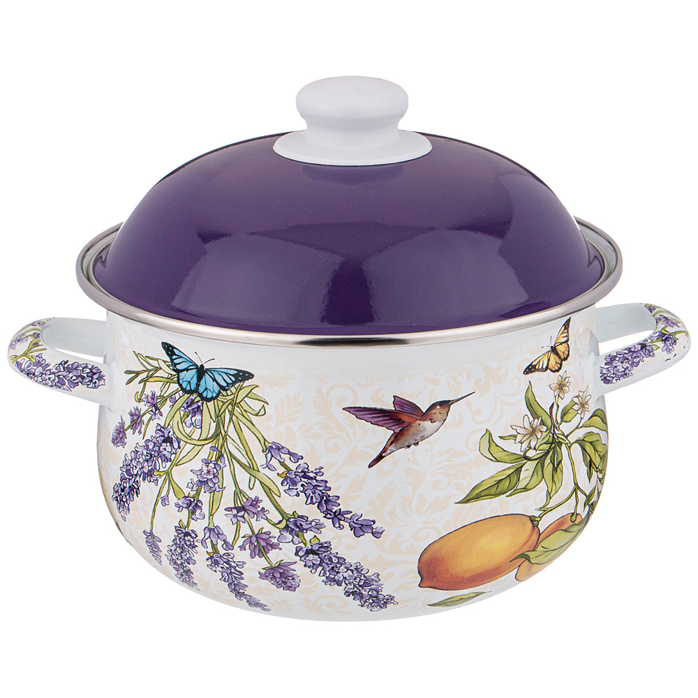 AGNESS Прованс лимоны кастрюля эмалированная с эмал.крышкой 2,8л СМ934-547