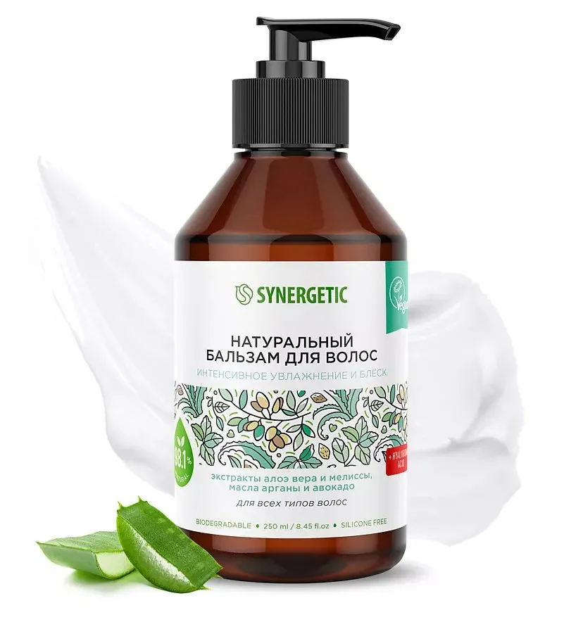 SYNERGETIC бальзам д/волос натуральный интенсивное увлажнение и блеск 250мл_