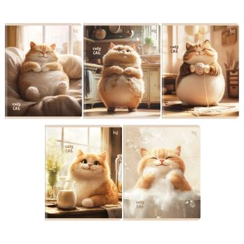 Тетрадь 48л А5 клетка cozy cat выборочный лак