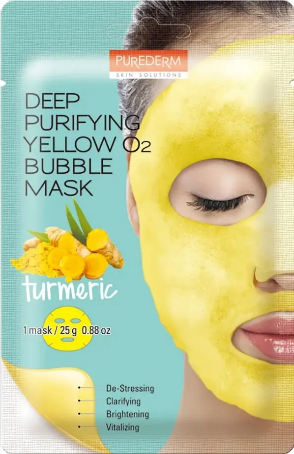 PUREDERM маска д/лица пузырьковая кислородная куркума 20г
